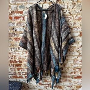 World Market Earthy Toned Woven Poncho